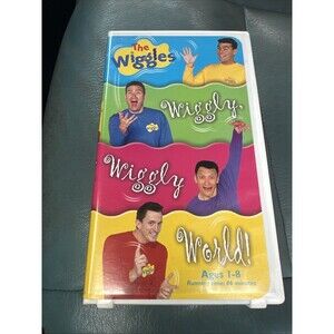 Vintage (2001) THE WIGGLES : WIGGLY, WIGGLY, WORLD! Hard Case VHS Tape